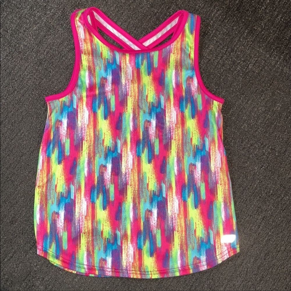 Skechers Active Watercolor Multicolor Keyhole Back Tank Top Girls 10/12
